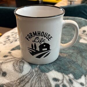 Farmhouse Life White Ceramic Mug with Black Accent